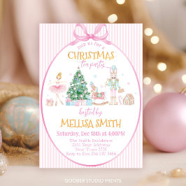 Rosa Schleife Nussknacker Weihnachts-Teeparty Einladung