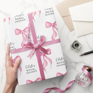 Rosa Schleife personalisierte Bridal Shower Geschenkpapier