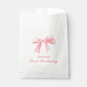 Rosa Schleife preppy Coquette 1. Geburtstag Geschenktütchen