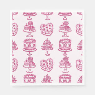 Rosa Schleife Retro Herz Coquette Torte Valentinst Serviette