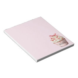 Rosa Schleife Rote Herzen Cupcake Notizblock