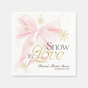Rosa Schleife & Schneeblume Schnee in Liebe Brautp Serviette