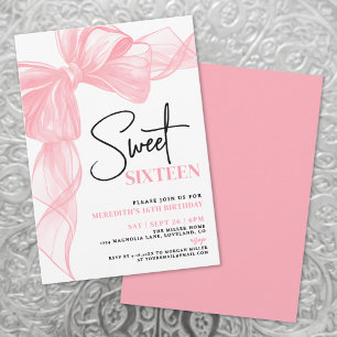 Rosa Schleife Sweet Sixteen 16. Geburtstag Einladung