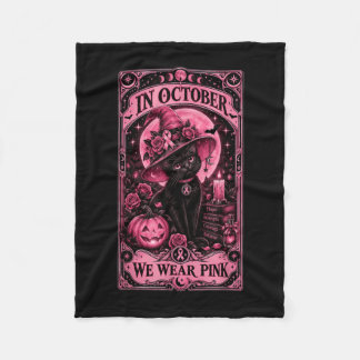 Rosa Schleife Tarot schwarze Katze Hexe Brustkrebs Fleecedecke