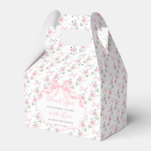 Rosa Schleife Toile De Jouy Mädchen Baby Shower Geschenkschachtel
