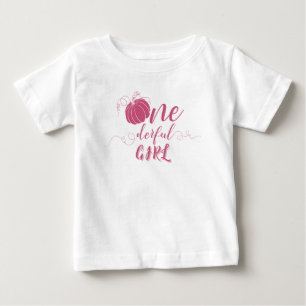 ROSA SCHLEIFE & TORBOGEN HERBST-KÜRBISBLUMEN GEBUR BABY T-SHIRT