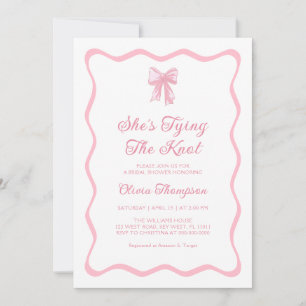  Rosa Schleife 'Tying the Knot' Brautparty  Einladung