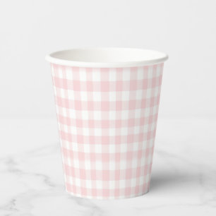 Rosa Schleife und Gingham-Preppy-Babyparty Pappbecher