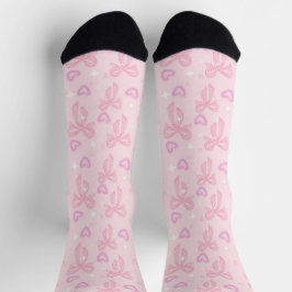 Rosa Schleife und Herz Socken