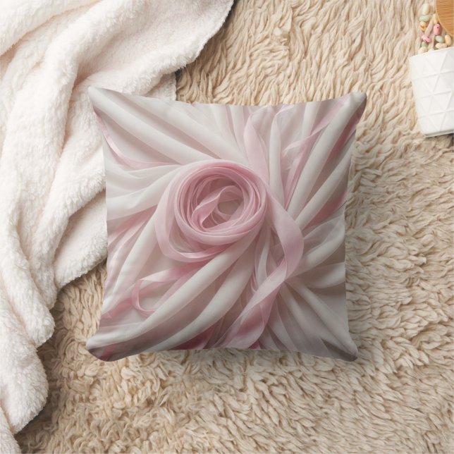 Rosa Schleife und Tulle Abstrakt Kissen (Decke)