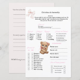 Rosa Schleife Wahrsagekarte für Taufe/Babyshower