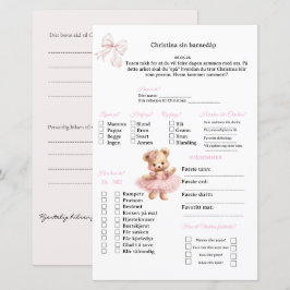 Rosa Schleife Wahrsagekarte für Taufe/Babyshower