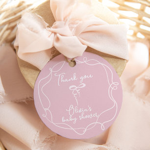 Rosa Schleife welliger Rahmen elegante Mädchen Bab Geschenkanhänger