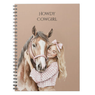 Rosa Schleife Western Farm Cowgirl Pferd Notizblock