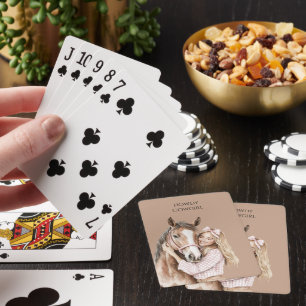 Rosa Schleife Western Farm Cowgirl Pferd Spielkarten
