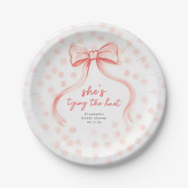 Rosa Schleife Whimsical Minimalistische Hochzeitsd Pappteller