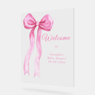 Rosa Schleife - Willkommen Baby Shower Party Acrylschild