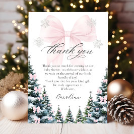 Rosa Schleife Winterbäume Baby Shower Dankeskarten Dankeskarte