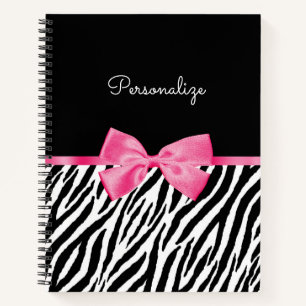 Rosa Schleife Zebra Druck Name Notizbuch
