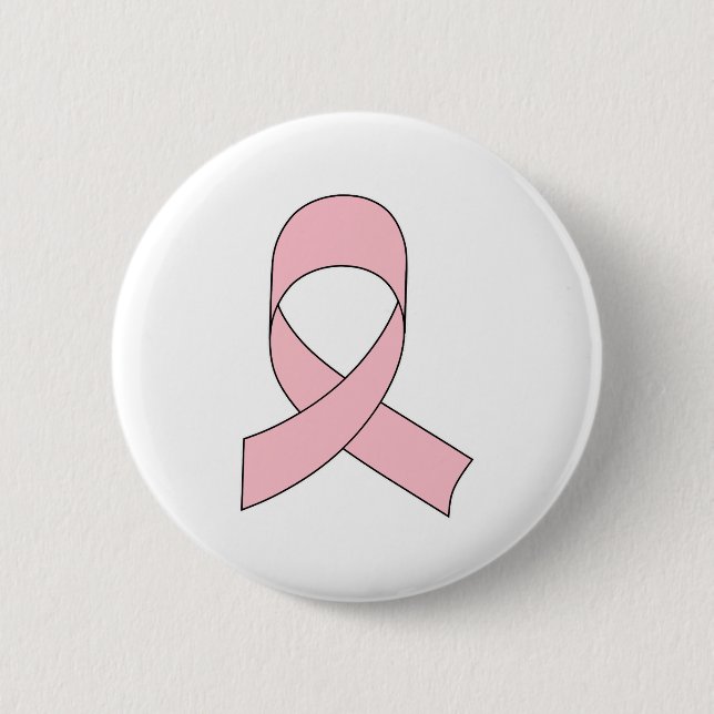 Rosa Schleife Zeichnend Button (Vorderseite)