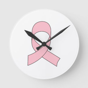 Rosa Schleife Zeichnend Runde Wanduhr