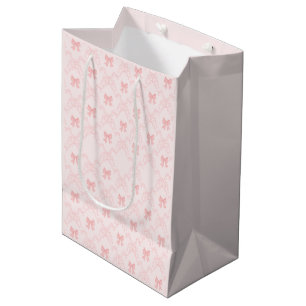 Rosa Schleifen-Ästhetik-Notizbuch – Süß & Weiblich Mittlere Geschenktüte