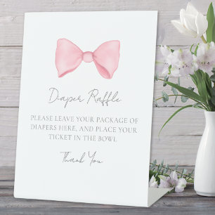 Rosa Schleifen-Baby-Baby-Shower-Windel-Raffle-Eins Sockelschild