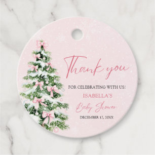 Rosa Schleifen Baby, es ist kalt draußen Babyparty Geschenkanhänger