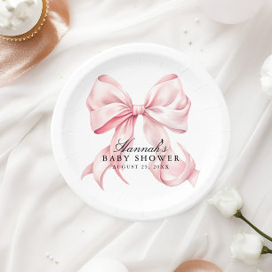 Rosa Schleifen-Baby-Party Coquette-Schleifen-Papie Pappteller