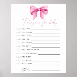 Rosa Schleifen-Baby-Party-Gebete für das Baby  Poster