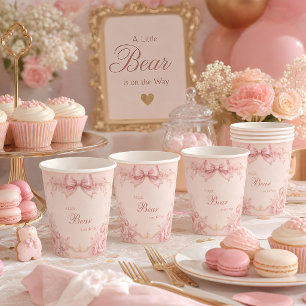 "Rosa Schleifen-Baby-Party-Papierbecher Coquette Pappbecher