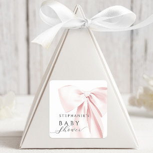 Rosa Schleifen-Baby-Party Quadratischer Aufkleber
