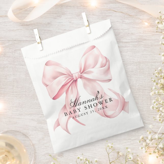 Rosa Schleifen-Baby-Party Schick Schleifen-Thema Geschenktütchen (Ausgeschnitten)