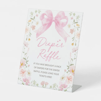 Rosa Schleifen-Blumen-Windel-Raffle-Baby-Shower-Ti Sockelschild