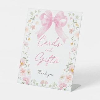 Rosa Schleifen-Blumenkarten & Geschenke Baby Showe Sockelschild