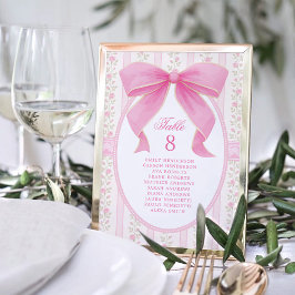 Rosa Schleifen Blumenrosen Sitzordnung Tischnummer