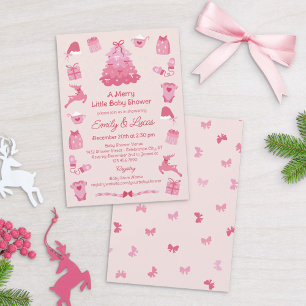 Rosa Schleifen Coquette Fröhliche Kleine Mädchen-B Einladung