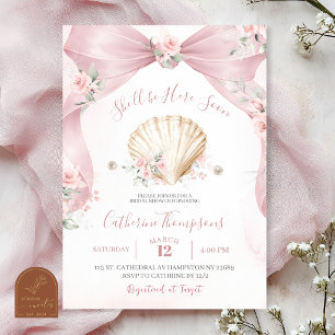 Rosa Schleifen Coquette Muschel Baby Shower Einlad Einladung