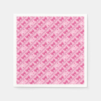Rosa Schleifen Diagonale Streifen Punkte Serviette