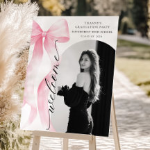 Rosa Schleifen-Foto-Abschluss-Willkommensschild