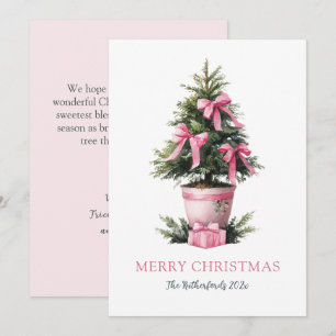 Rosa Schleifen Frohe Weihnachten Baum Karte