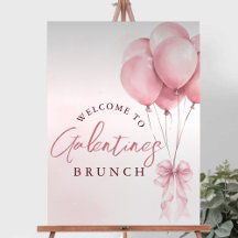 Rosa Schleifen Galentines Day Brunch Begrüßung