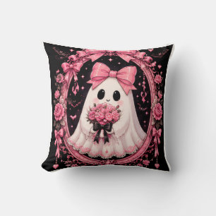 Rosa Schleifen-Geister-Ballerina Coquette Hallowee Kissen