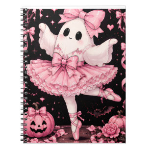 Rosa Schleifen-Geister-Ballerina Coquette Hallowee Notizblock