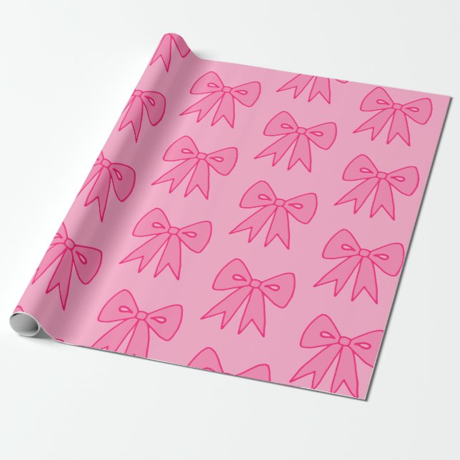 Rosa Schleifen Geschenkpapier  (Ungerollt)