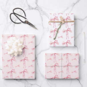 Rosa Schleifen Geschenkpapier Coquette Einwickelpa Set