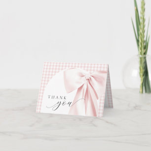 Rosa Schleifen-Gingham-Babyparty-Dankeschön Dankeskarte