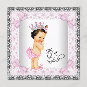 Rosa Schleifen Girly Prinzessin Baby Shower Einladung