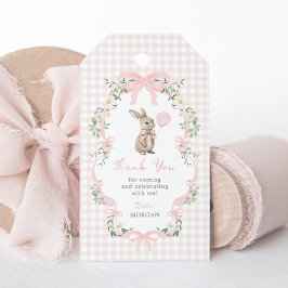 Rosa Schleifen-Hasen-Kaninchen-Ballon-Geburtstags- Geschenkanhänger