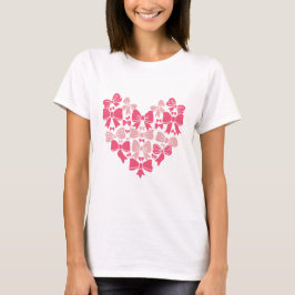 Rosa Schleifen Herz Ästhetisches Coquette Design T-Shirt